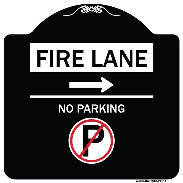 Fire Lane No Parking Heavy-Gauge Aluminum Architectural Sign, 18" x 18", BW-1818-24011